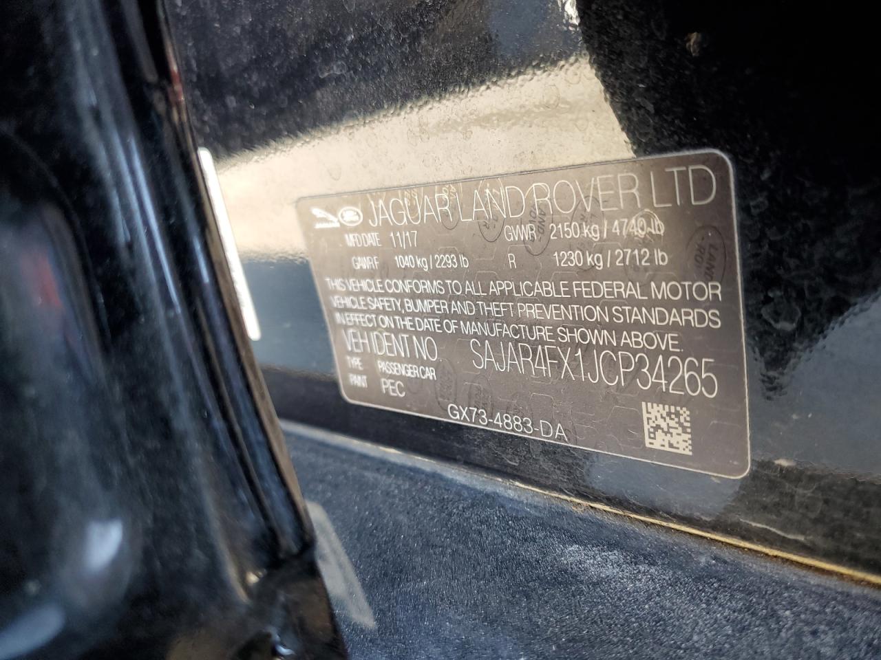 2018 Jaguar XE VIN SAJAR4FX1JCP34265 Copart auction photo, front end damage thumbnail 12