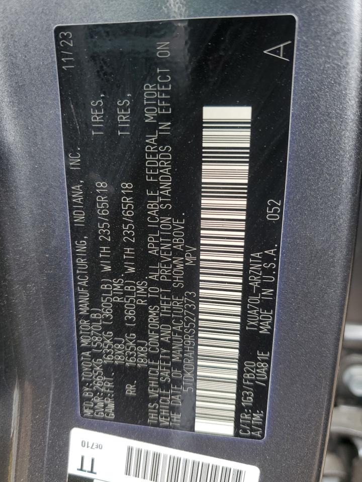 2024 Toyota Highlander VIN 5TDKDRAH9RS527373 Copart auction photo, side damage thumbnail 13