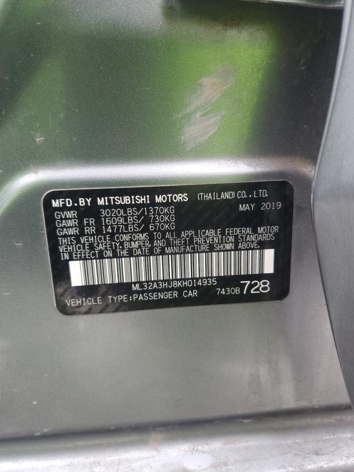 2019 Mitsubishi Mirage VIN ML32A3HJ8KH014935 Copart auction photo, front end damage thumbnail 13