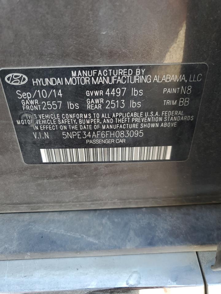 2015 Hyundai Sonata VIN 5NPE34AF6FH083095 Copart auction photo, burn - engine / minor dent/scratches damage thumbnail 12