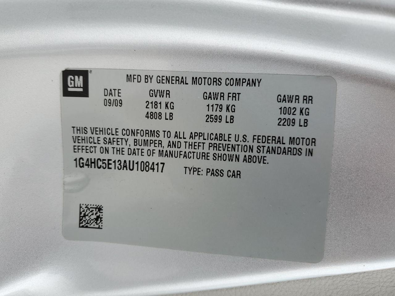 2010 Buick Lucerne VIN 1G4HC5E13AU108417 Copart auction photo, front end damage thumbnail 12