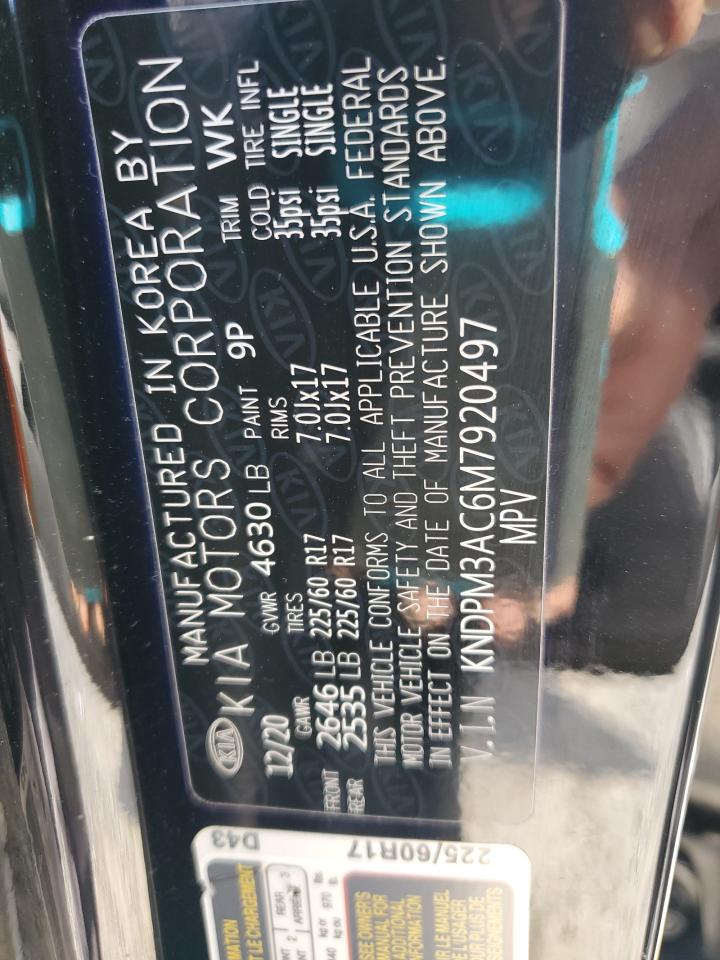 2021 KIA Sportage VIN KNDPM3AC6M7920497 Copart auction photo, rear end / side damage thumbnail 12