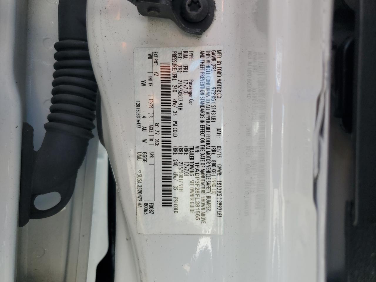 2015 Ford Focus VIN 1FADP3F28FL281565 Copart auction photo, mechanical / front end damage thumbnail 12