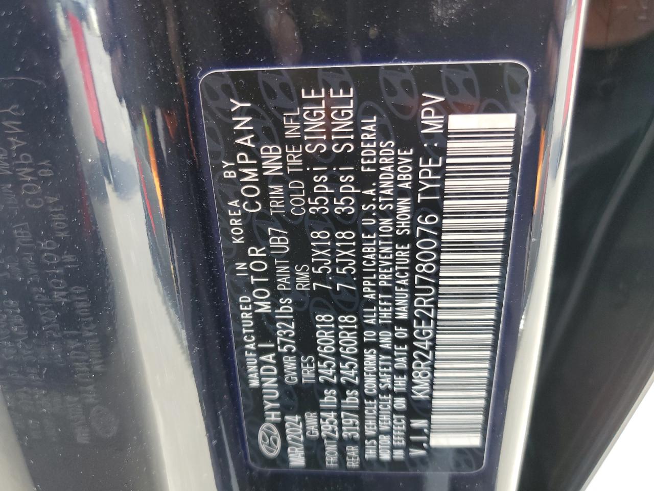 2024 Hyundai Palisade VIN KM8R24GE2RU780076 Copart auction photo, all over damage thumbnail 14
