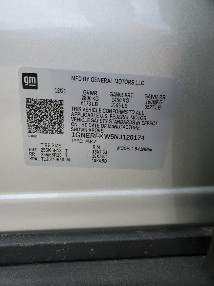 2022 Chevrolet Traverse VIN 1GNERFKW5NJ120174 Copart auction photo, front end / undercarriage damage thumbnail 14