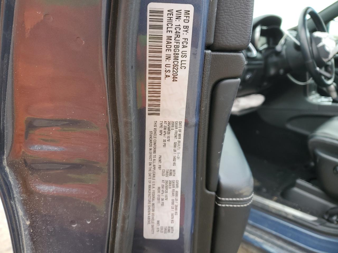 2021 Jeep Grand Cherokee VIN 1C4RJFBG8MC622044 Copart auction photo, front end damage thumbnail 12