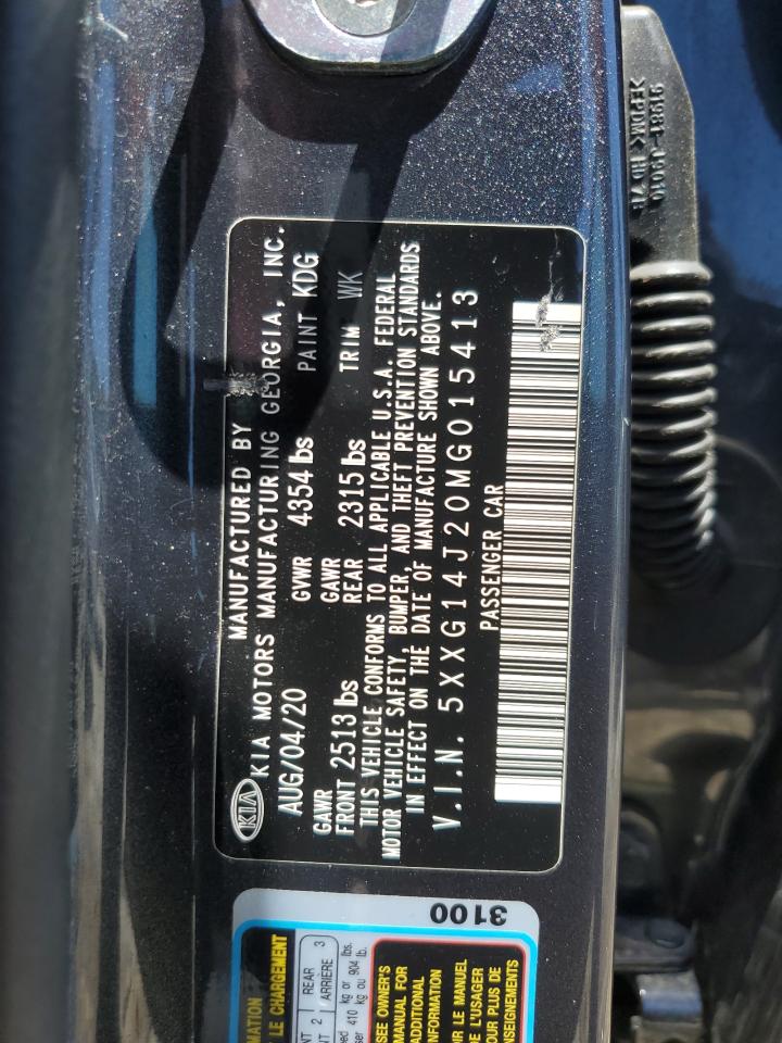 2021 KIA K5 VIN 5XXG14J20MG015413 Copart auction photo, all over damage thumbnail 12
