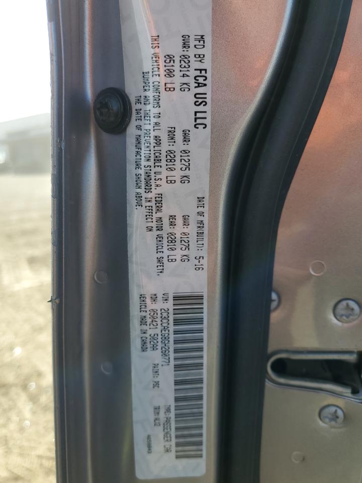 2016 Chrysler 300 VIN 2C3CCAEG8GH260771 Copart auction photo, front end / side damage thumbnail 14