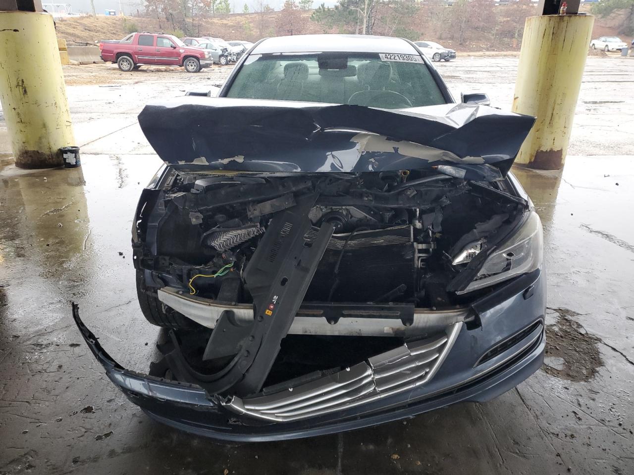 2015 Hyundai Genesis VIN KMHGN4JE1FU056205 Copart auction photo, front end damage thumbnail 5