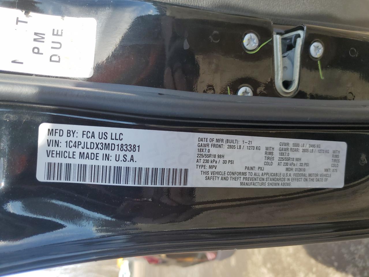 2021 Jeep Grand Cherokee VIN 1C4PJLDX3MD183381 Copart auction photo, front end / all over damage thumbnail 13