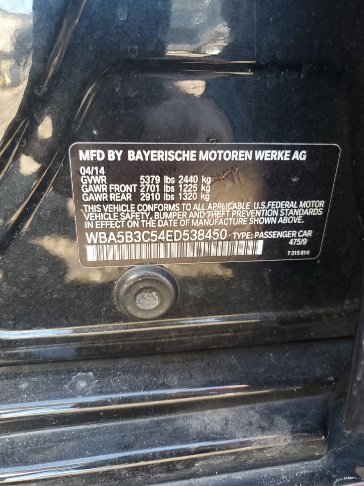 2014 BMW 5er VIN WBA5B3C54ED538450 Copart auction photo, front end damage thumbnail 12