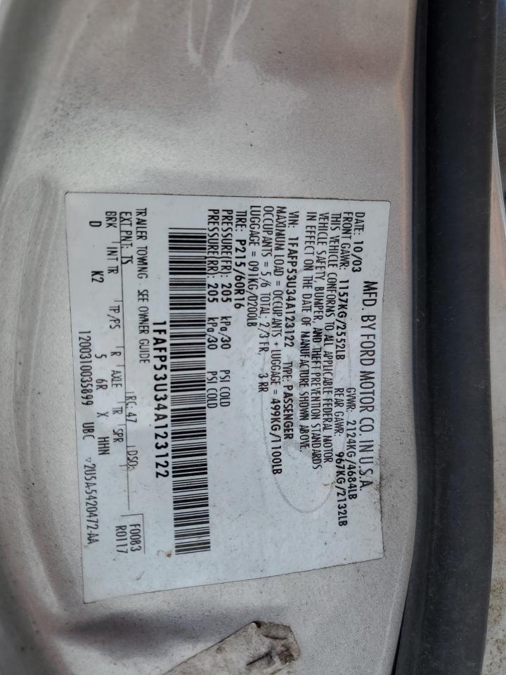 2004 Ford Taurus VIN 1FAFP53U34A123122 Copart auction photo, front end damage thumbnail 12