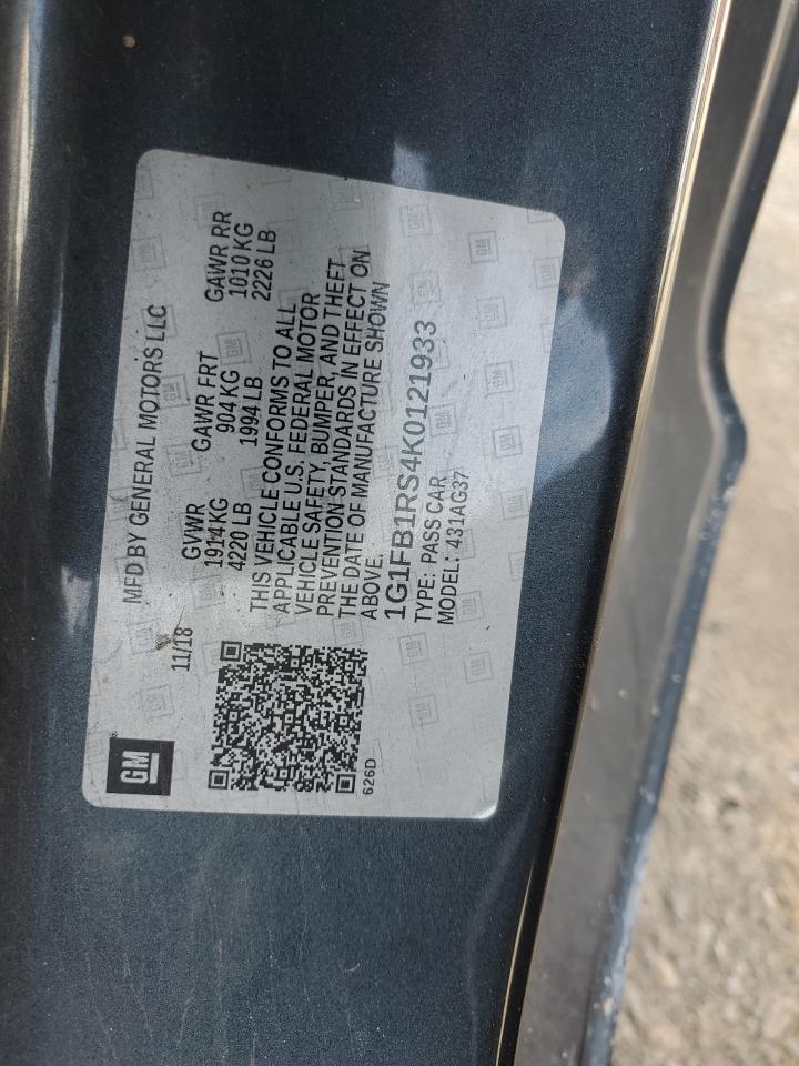 2019 Chevrolet Camaro VIN 1G1FB1RS4K0121933 Copart auction photo, front end damage thumbnail 12