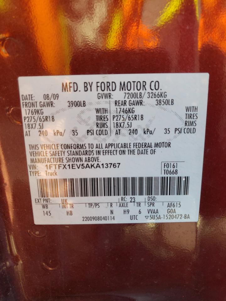 2010 Ford F-150 VIN 1FTFX1EV5AKA13767 Copart auction photo, normal wear damage thumbnail 14