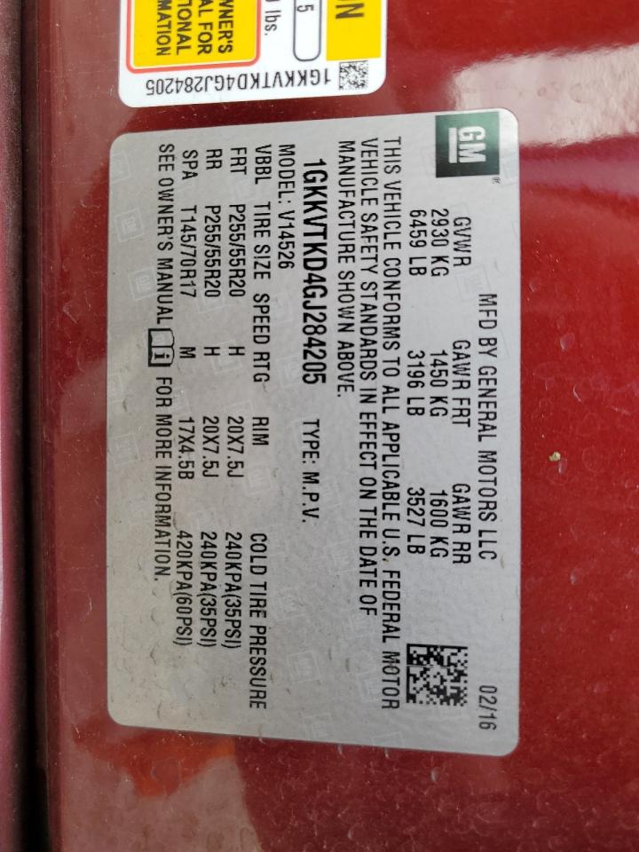 2016 GMC Acadia VIN 1GKKVTKD4GJ284205 Copart auction photo, vandalism / burn - interior damage thumbnail 13