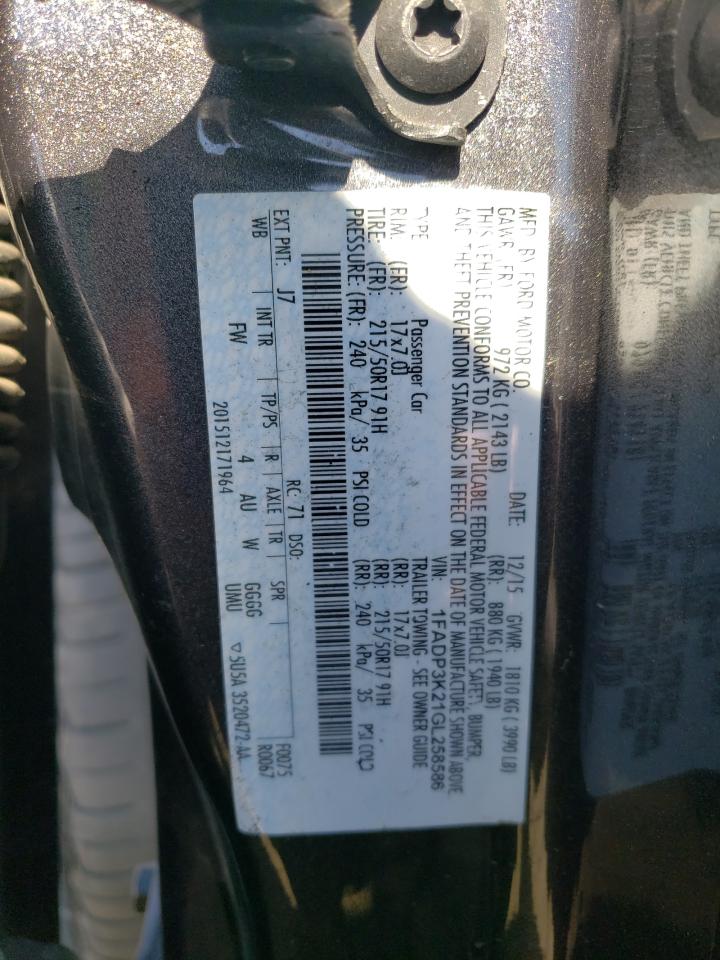 2016 Ford Focus VIN 1FADP3K21GL258586 Copart auction photo, front end damage thumbnail 13