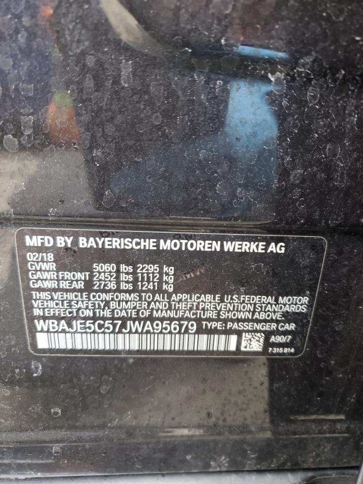2018 BMW 5er VIN WBAJE5C57JWA95679 Copart auction photo, minor dent/scratches / undercarriage damage thumbnail 13