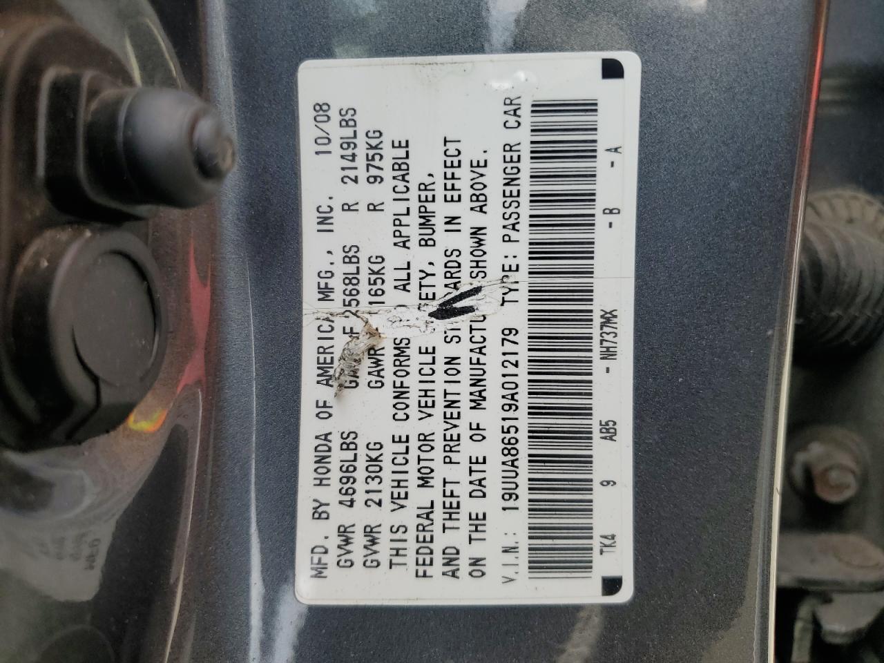 2009 Acura TL VIN 19UUA86519A012179 Copart auction photo, all over damage thumbnail 12