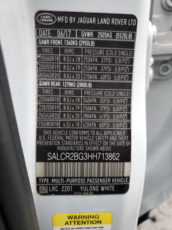 2017 Land Rover Discovery VIN SALCR2BG3HH713862 Copart auction photo, rear end / front end damage thumbnail 14