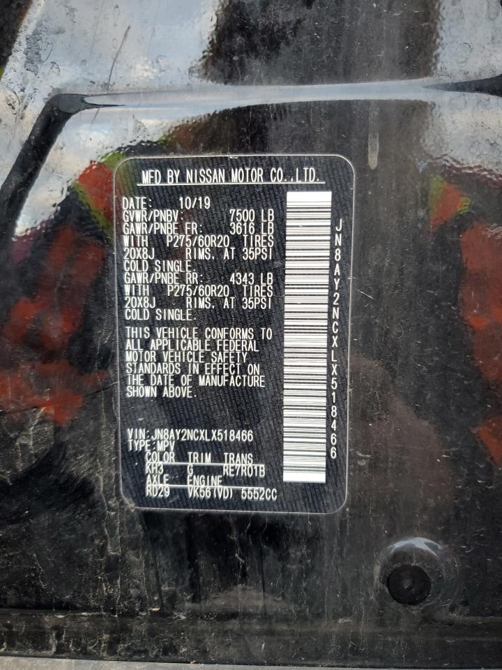 2020 Nissan Armada VIN JN8AY2NCXLX518466 Copart auction photo, front end damage thumbnail 13