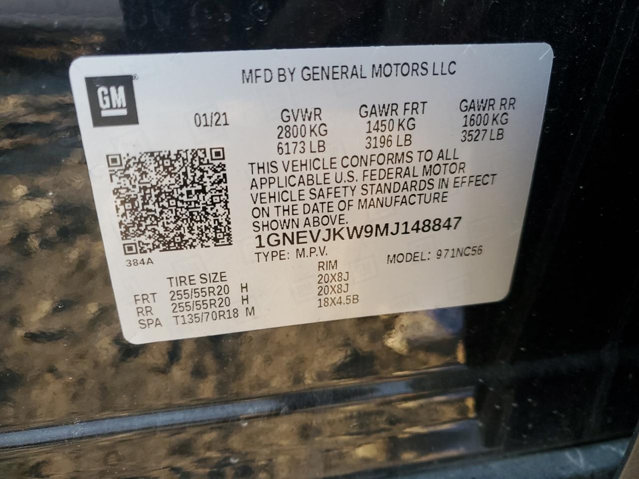 2021 Chevrolet Traverse VIN 1GNEVJKW9MJ148847 Copart auction photo, all over damage thumbnail 13