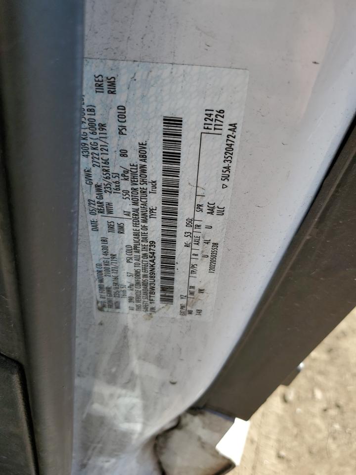 2022 Ford Transit VIN 1FTBW3U89NKA54739 Copart auction photo, all over / mechanical damage thumbnail 13