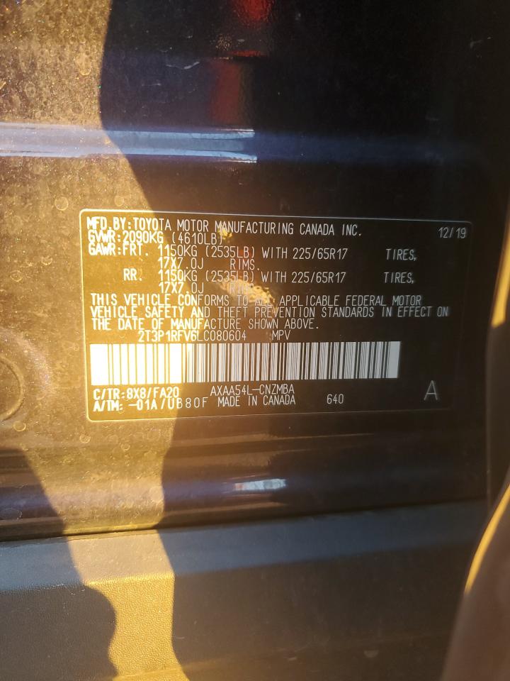 2020 Toyota RAV 4 VIN 2T3P1RFV6LC080604 Copart auction photo, water/flood damage thumbnail 13