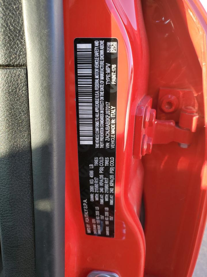 2019 Jeep Renegade VIN ZACNJBAB0KPJ97017 Copart auction photo, side damage thumbnail 13