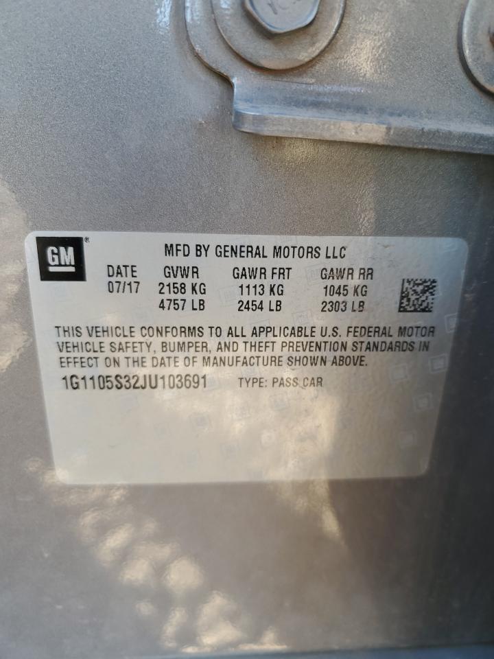 2018 Chevrolet Impala VIN 1G1105S32JU103691 Copart auction photo, side / rear end damage thumbnail 14
