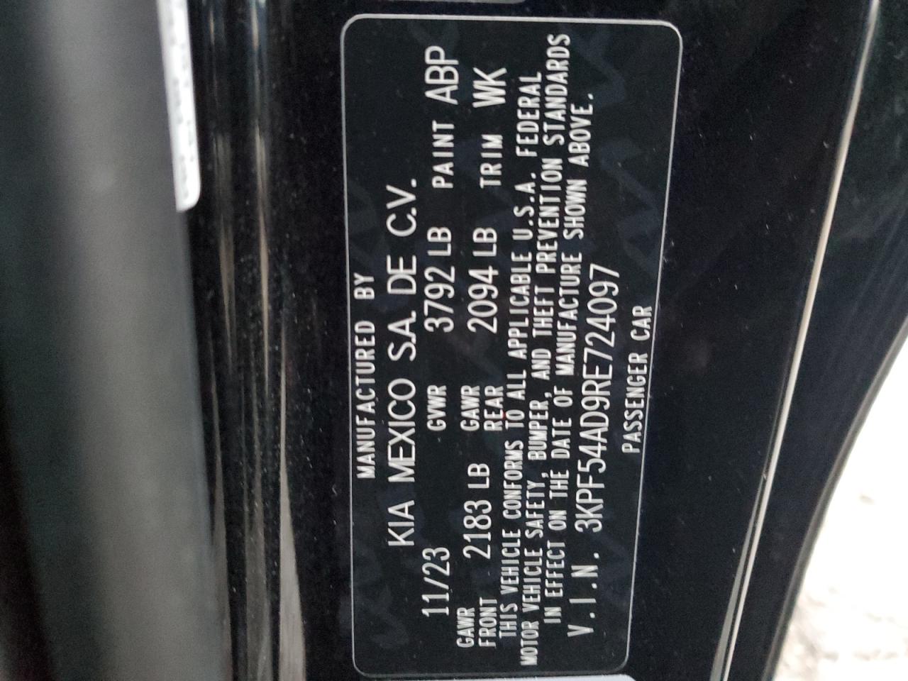 2024 KIA Forte VIN 3KPF54AD9RE724097 Copart auction photo, front end damage thumbnail 14