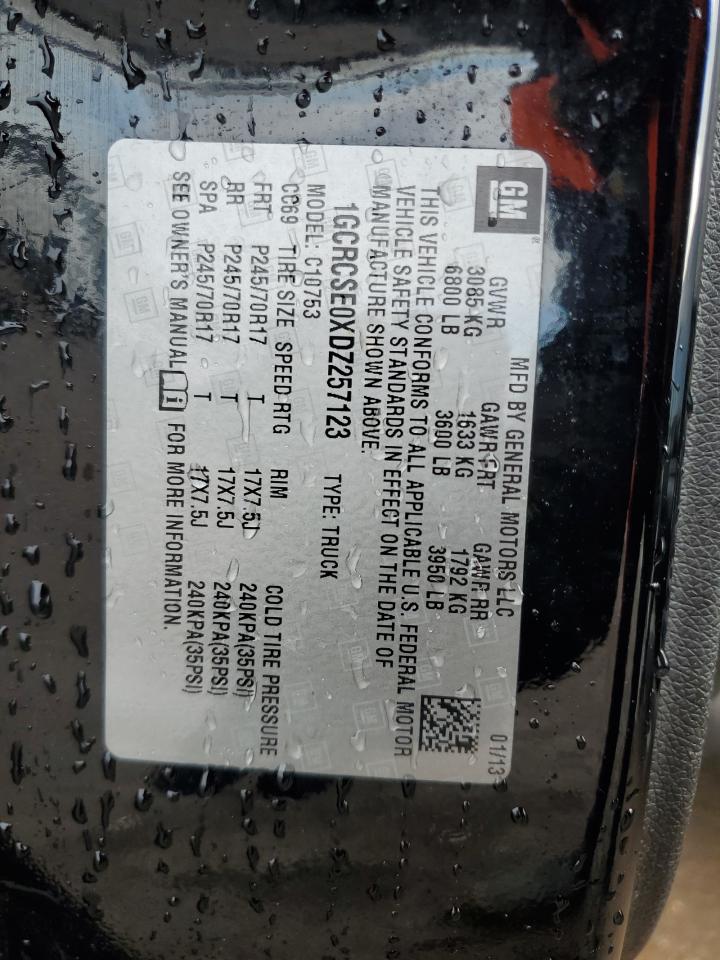 2013 Chevrolet Silverado VIN 1GCRCSE0XDZ257123 Copart auction photo, all over damage thumbnail 12