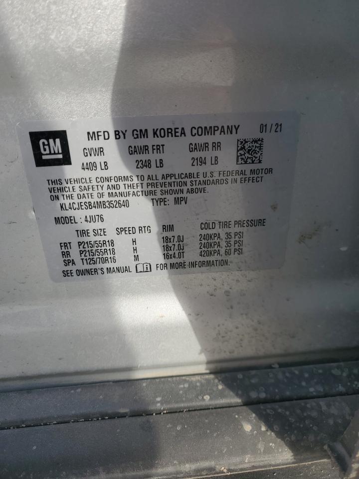 2021 Buick Encore VIN KL4CJESB4MB352640 Copart auction photo, front end / side damage thumbnail 15