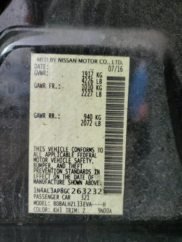 2016 Nissan Altima VIN 1N4AL3AP8GC263232 Copart auction photo, front end damage thumbnail 12