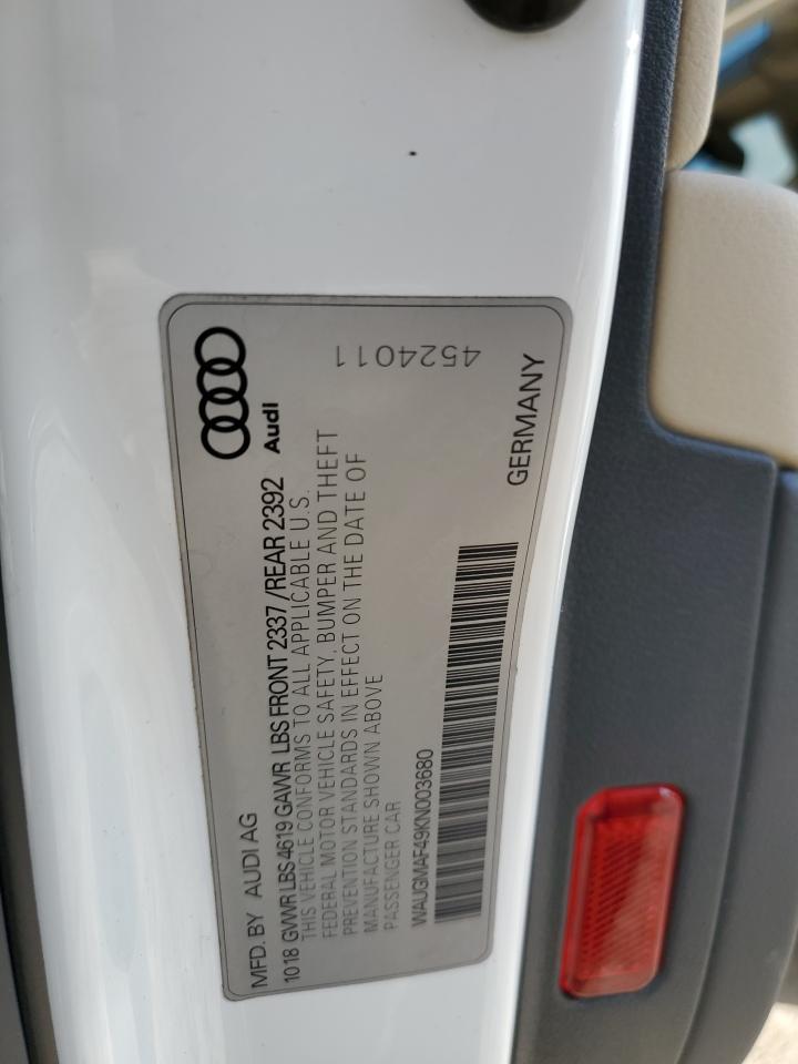 2019 Audi A4 VIN WAUGMAF49KN003680 Copart auction photo, front end damage thumbnail 12