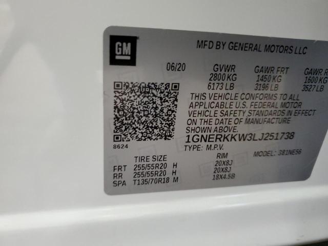 2020 Chevrolet Traverse VIN 1GNERKKW3LJ251738 Copart auction photo, rear end damage thumbnail 14