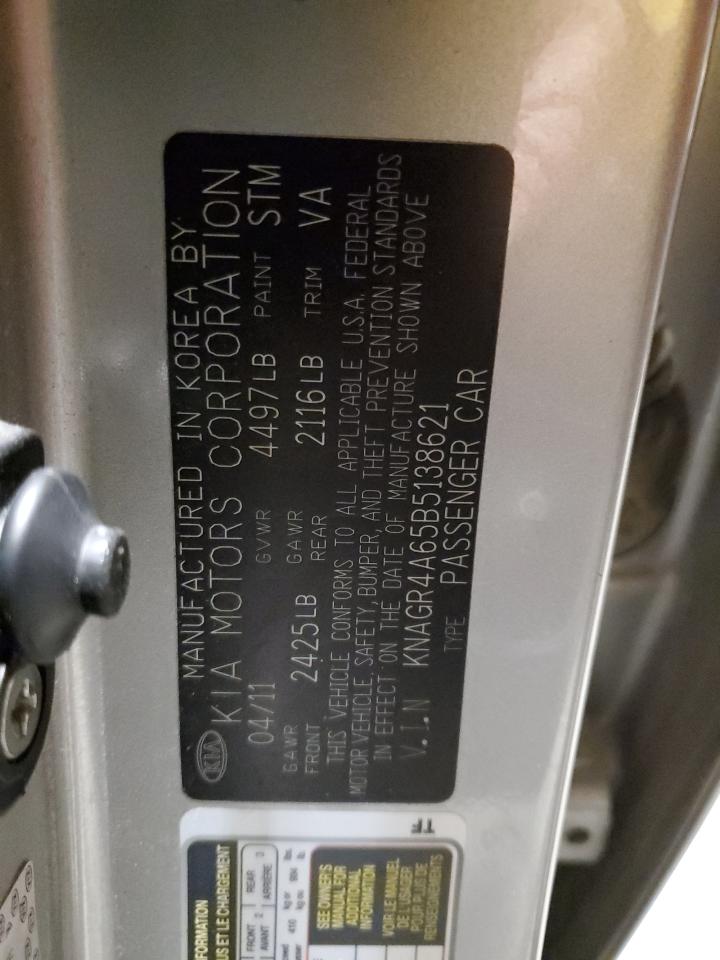 2011 KIA Optima VIN KNAGR4A65B5138621 Copart auction photo, all over / mechanical damage thumbnail 14