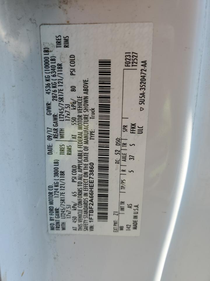 2017 Ford F250 VIN 1FTBF2A66HEE73860 Copart auction photo, minor dent/scratches damage thumbnail 12