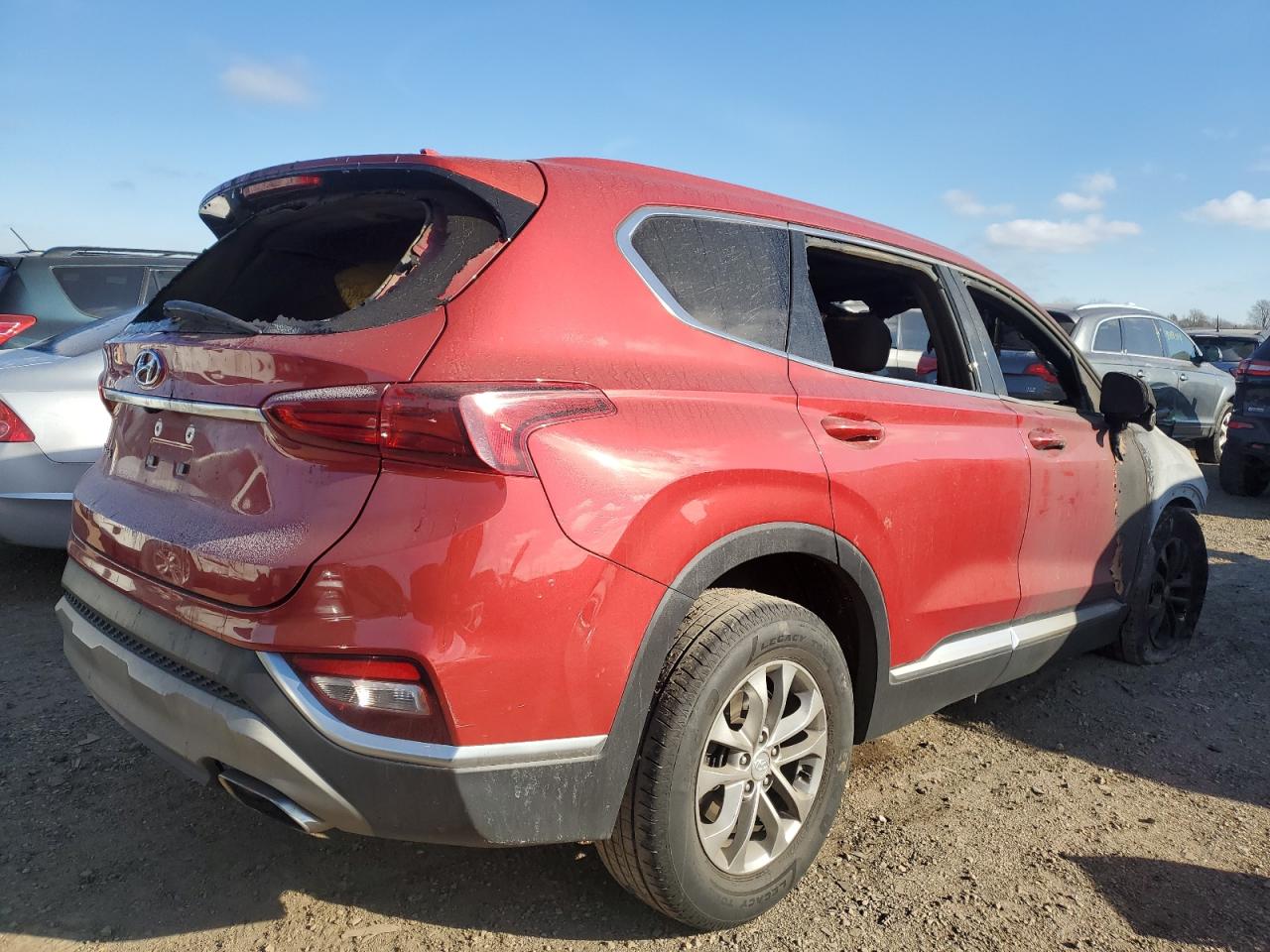 2019 Hyundai Santa Fe VIN 5NMS33AD2KH075711 Copart auction photo, burn damage thumbnail 3