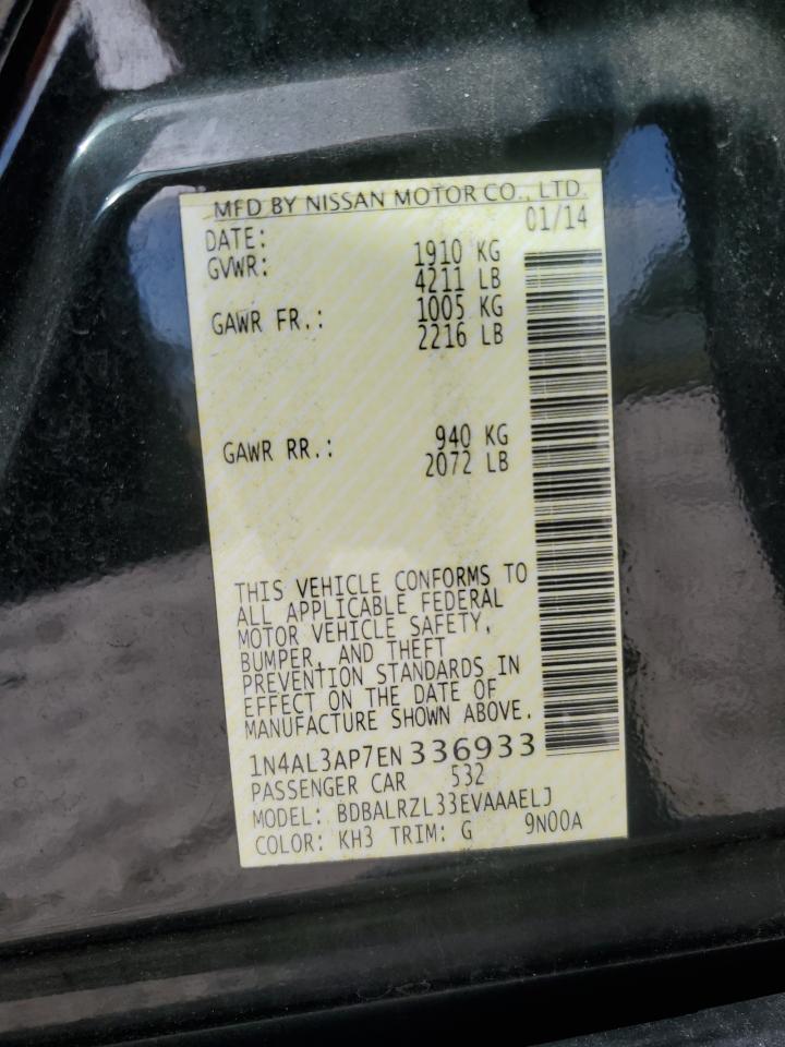2014 Nissan Altima VIN 1N4AL3AP7EN336933 Copart auction photo, side damage thumbnail 12