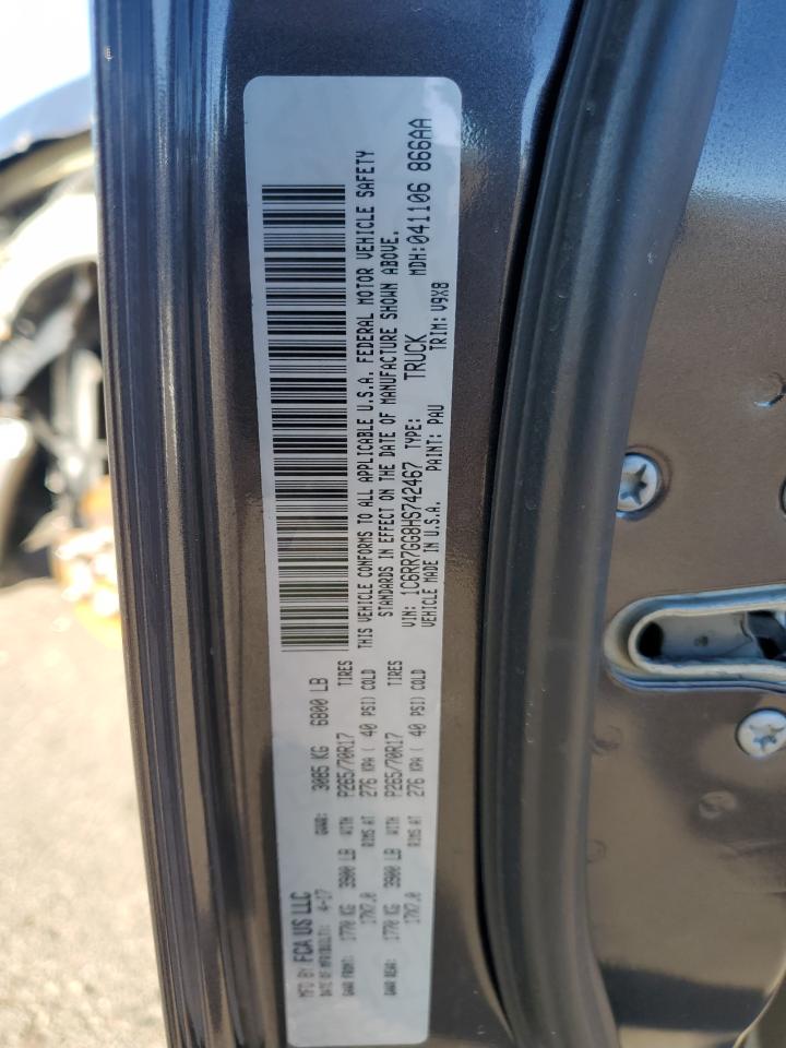 2017 RAM 1500 VIN 1C6RR7GG8HS742467 Copart auction photo, front end damage thumbnail 12
