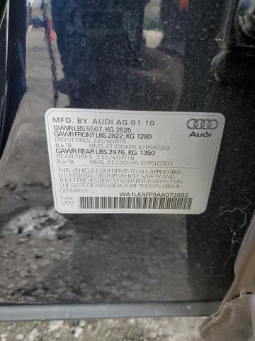 2010 Audi Q5 VIN WA1LKAFP9AA072662 Copart auction photo, front end damage thumbnail 12