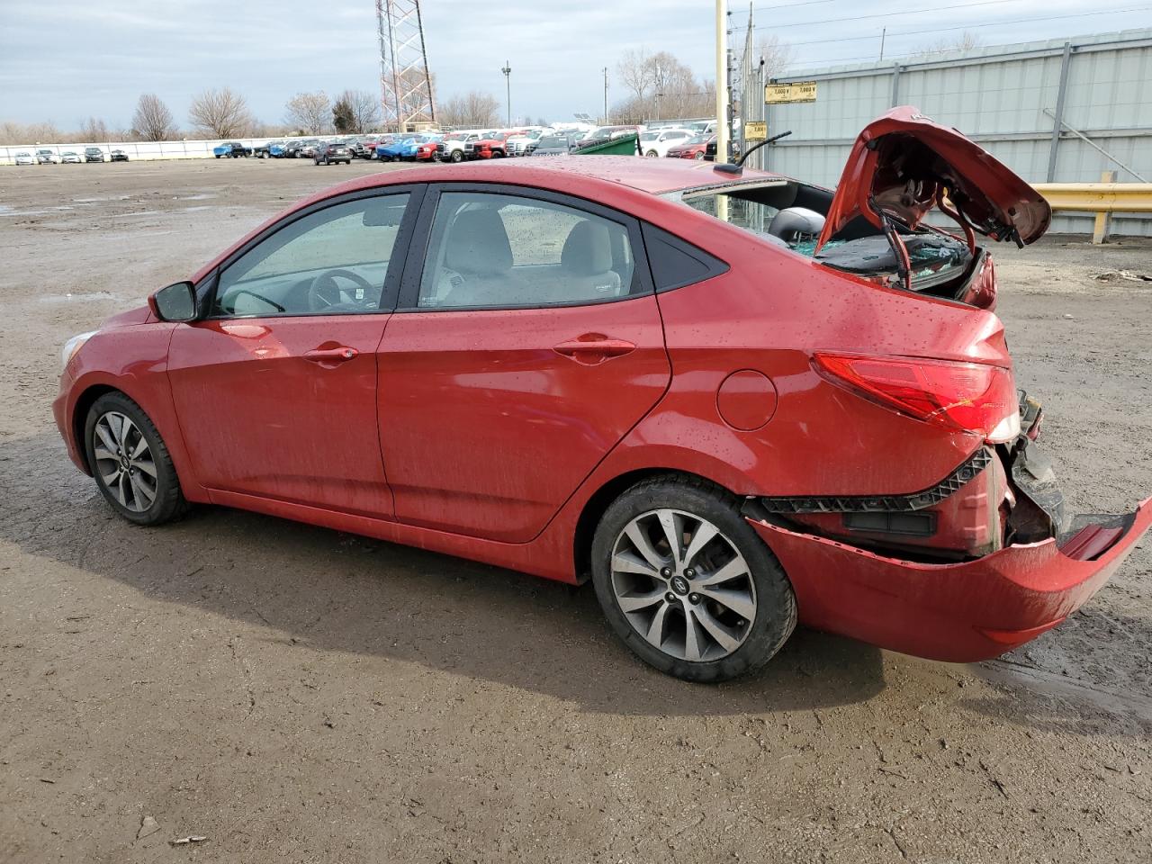 2017 Hyundai Accent VIN KMHCT4AE1HU356270 Copart auction photo, rear end / side damage thumbnail 2