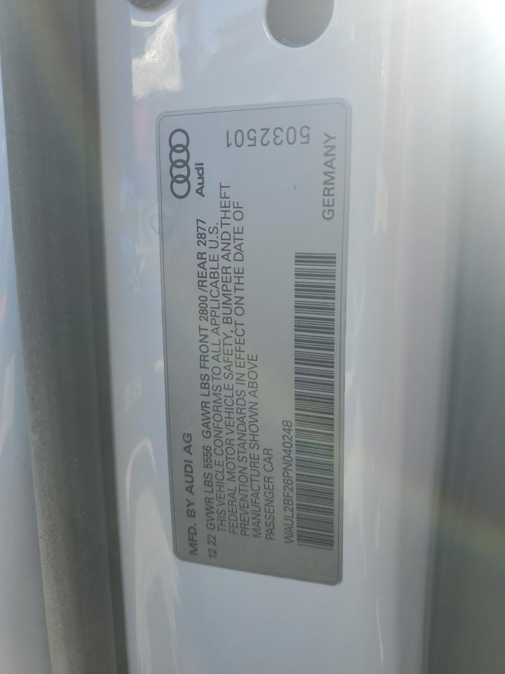 2023 Audi A6 VIN WAUL2BF26PN040248 Copart auction photo, normal wear damage thumbnail 12
