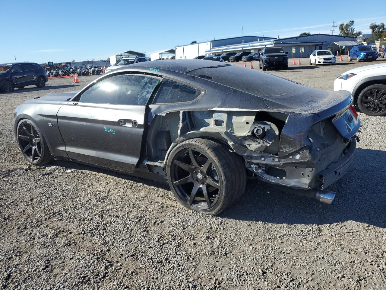 2016 Ford Mustang VIN 1FA6P8CF7G5256949 Copart auction photo, rear end / side damage thumbnail 2