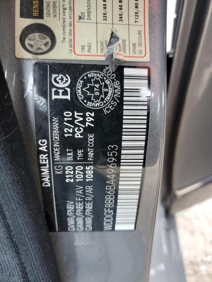 2011 Mercedes-Benz C-klasse VIN WDDGF8BB6BA496953 Copart auction photo, front end / side damage thumbnail 12