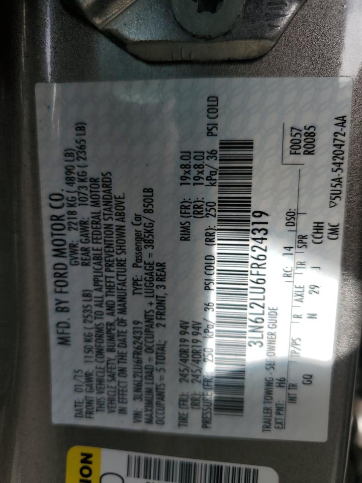 2015 Lincoln MKZ VIN 3LN6L2LU6FR624319 Copart auction photo, front end / minor dent/scratches damage thumbnail 15