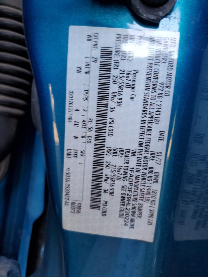 2017 Ford Focus VIN 1FADP3F29HL230224 Copart auction photo, side damage thumbnail 14