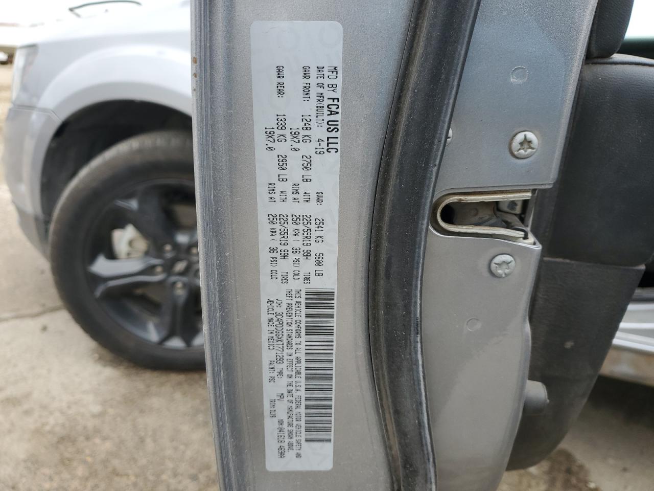 2019 Dodge Journey VIN 3C4PDDGGXKT771293 Copart auction photo, rear end / mechanical damage thumbnail 14