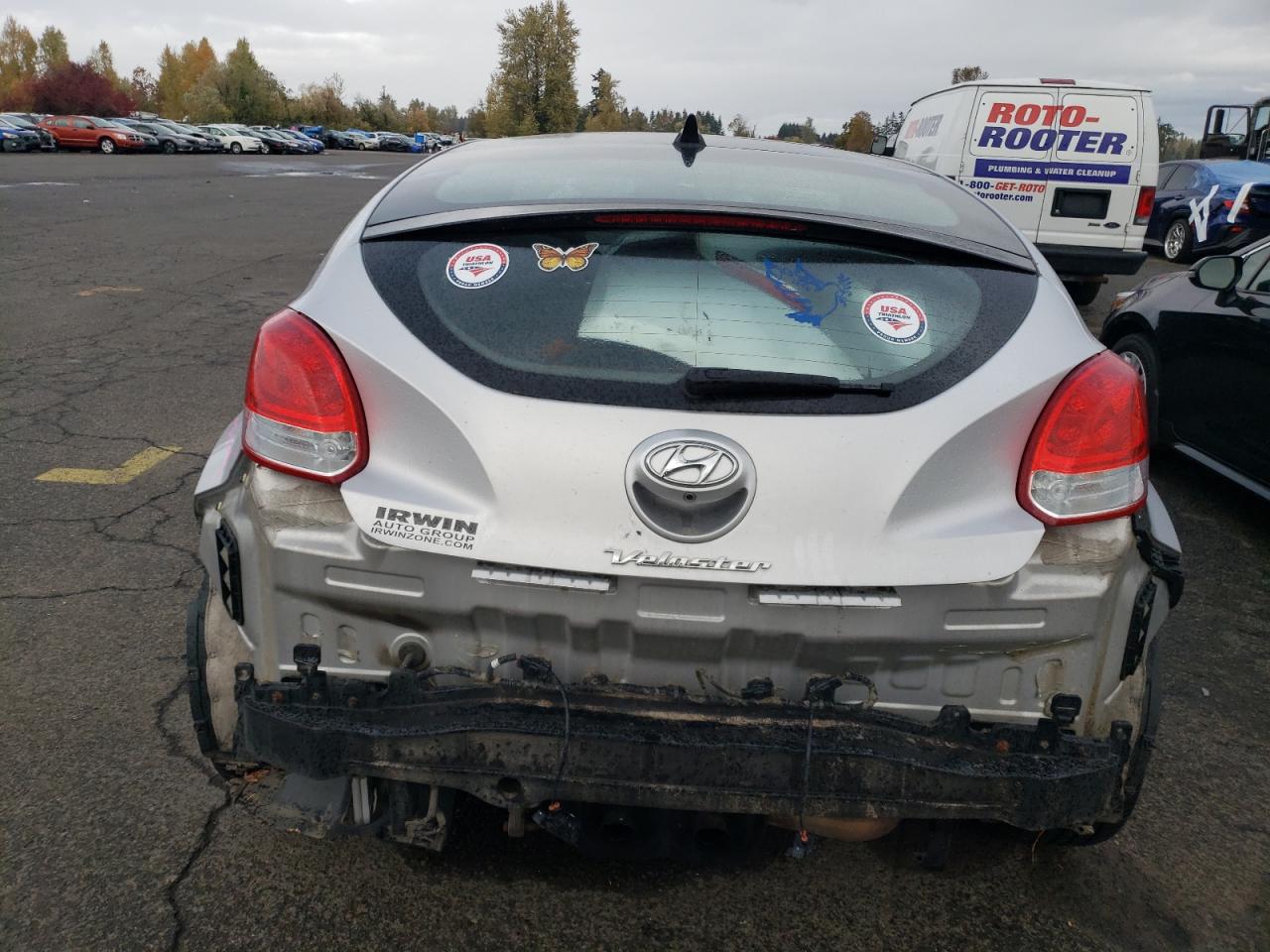2017 Hyundai Veloster VIN KMHTC6AD2HU321868 Copart auction photo, rear end damage thumbnail 6