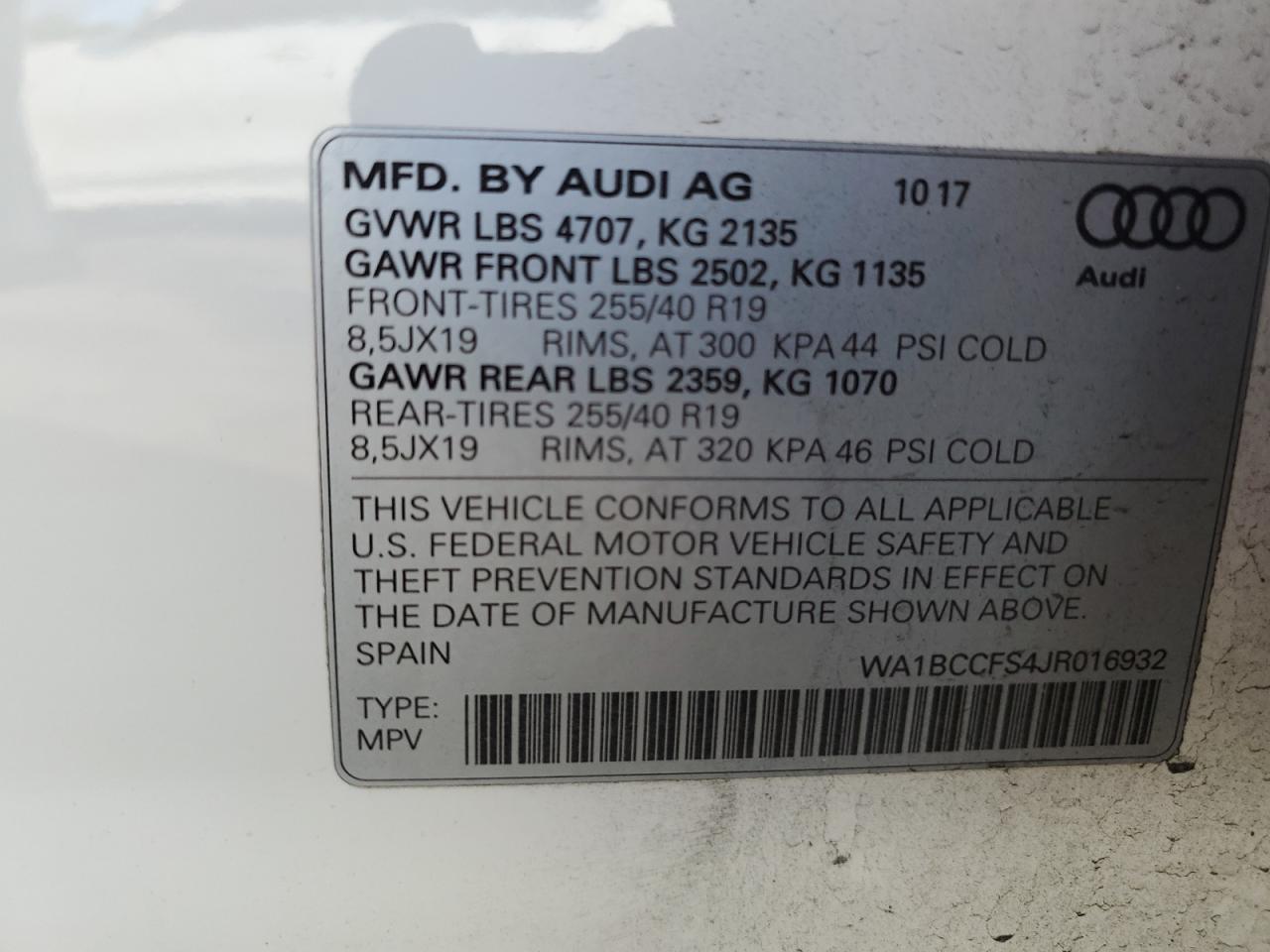 2018 Audi Q3 VIN WA1BCCFS4JR016932 Copart auction photo, front end damage thumbnail 13